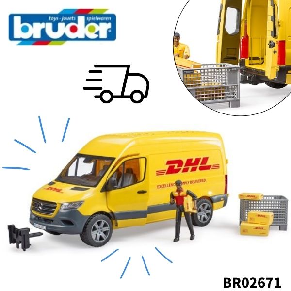 ブルーダー MB DHL 配送トラック フィギュア付 BR02671 車 おもちゃ 知育玩具 働く車 メルセデスベンツ スプリンター 宅配便 4歳 5歳 6歳 誕生日 プレゼント 男の子 ギフト クリスマス 玩具 bruder ドイツ製 1/16スケール