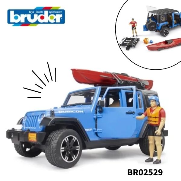 ブルーダー Bruder Jeep ラングラー ルビコン ＆ カヤック 図形付き添い人 BR02529 遊び道具 知育遊び道具 働く車 車馬 車 ミニカー 3歳 4歳 5歳 生まれ落ちる日差し上げ物 お坊っちゃん 御姉さん 差し上げ物 ＦＲＧ製 ジープ 四駆 オフロード カヌー あやつり人形 1/16規摸 差し上げ物 一般受け 即物的