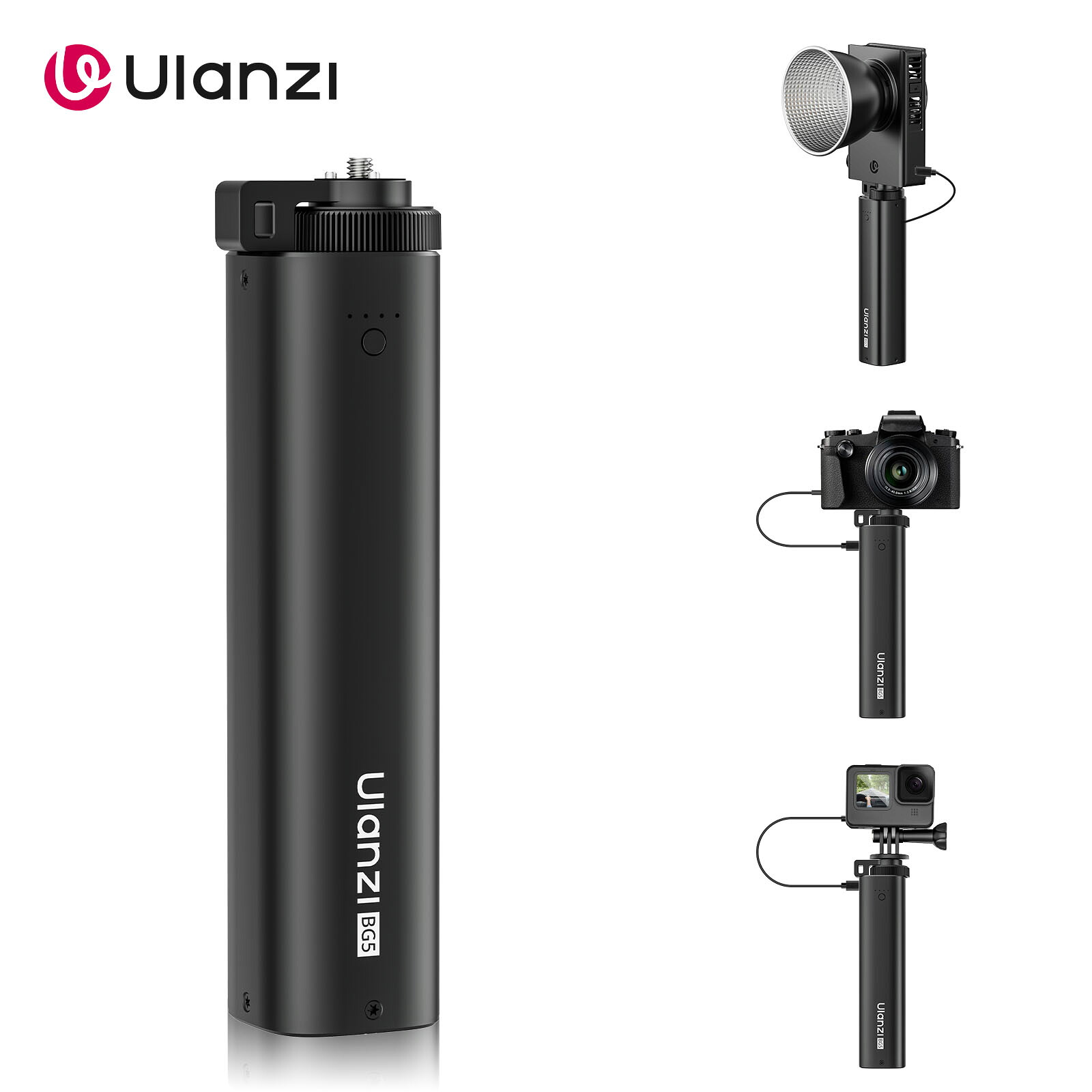 【新作！押さえる20倍尖んがり！】Ulanzi BG-5 乾電池手持ち部分 6400mAh Type-C 写真機手持ち部分 残量書きあらわす 585g軽さ  アウトドア用 HERO13/12/11相応う Pocket 3/Pocket 4/X5用 1/4螺子釘+位置選定郵便受け付き添い人 多役立つこと申し受ける手持ち部分 三脚架/insta360/DJI/iPhone/Android相応う