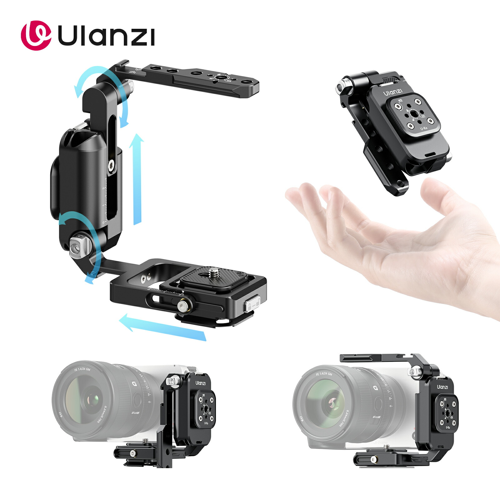【制限事項12%オフ】Ulanzi XJ01 写真機伏せ籠＆手持ち部分 2インチ1 三つ折り 長さと角度合わせる能力のある Ukaエコ取り合わせ相応う 1/4\"ねじ穴+ARRI位置選定穴+NATO線路積み上げる 高取り替えっこ性取りひろげる性 折り畳み式 パウダーコンパクト汎用型 写真機手持ち部分 テレビカメラ/点火装置/三脚架/スマホホルダー相応う 旅する用"