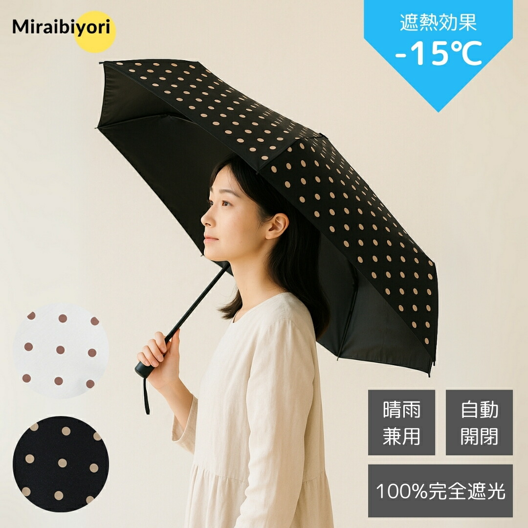 新品　FORME ドット柄 折りたたみ傘 大きいサイズ 晴雨兼用UV軽量ドット柄折りたたみ傘（遮光・遮熱