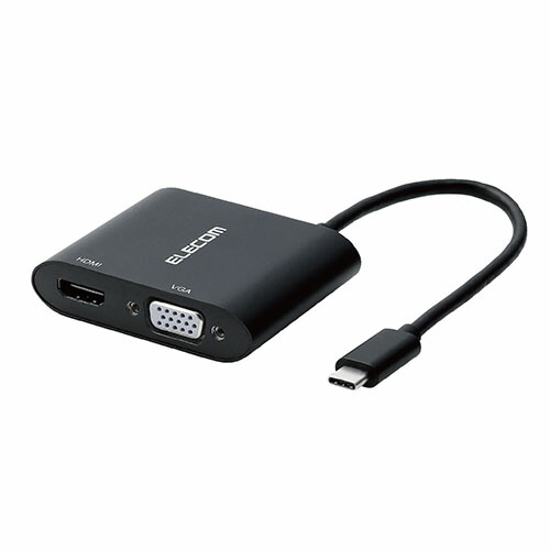エレコム 変換アダプタ USB Type‐Cオス-HDMIメス VGAメス対応 複写 拡張対応 映像変換 AD-CHDMIVGAHBK