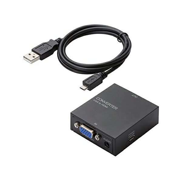 【正規代理店】 エレコム AD-HDCV03 アップスキャンコンバーター 映像変換コンバーター 3.5φ VGA⇒HDMI HDMI1.3 ELECOM 6カ月保証 配線 自動 インボイス対応 プロジェクター出力 ブラック 高品質