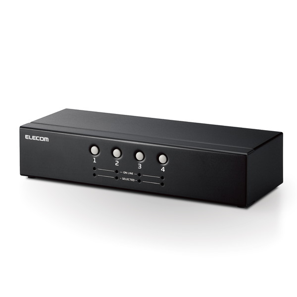 【正規代理店】 エレコム KVM-NVXSN4 パソコン切替器 (KVM) VGA・4ポート 用 KVM切替器 VGA対応 4台切替 ELECOM 1年保証 切替器 切替機 ディスプレイ端子 対応 バスパワー 分配器 バスパワー駆動 ブラック ネットワーク機器 高品質