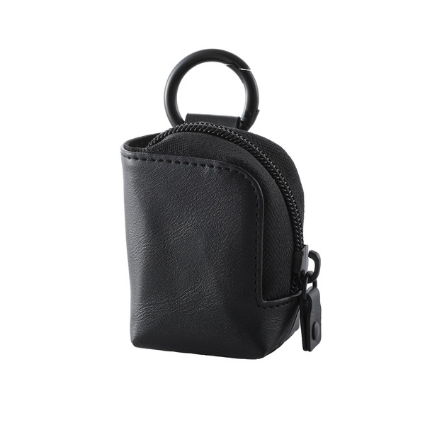 イヤホンケース キャリングケース ソフト 洗える ブラック カラビナ付き ワイヤレスイヤフォン用 キャリングケース (バリスティックナイロン製