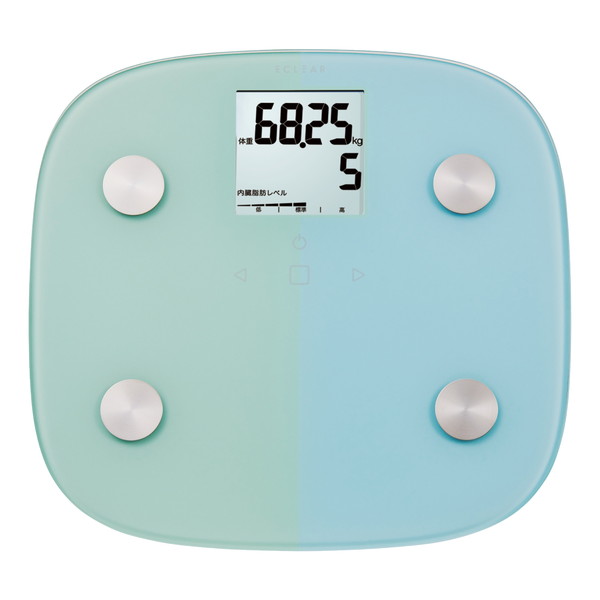 【正規代理店】 エレコム HCS-FS010BU 体重計 体組成計 【 内臓脂肪レベル / BMI / 体脂肪率 / 骨格筋率 / 骨量 / 基礎代謝 / など 8項目測定 】 乗るだけ自動認識 ヘルスメーター ECLEAR ブルー