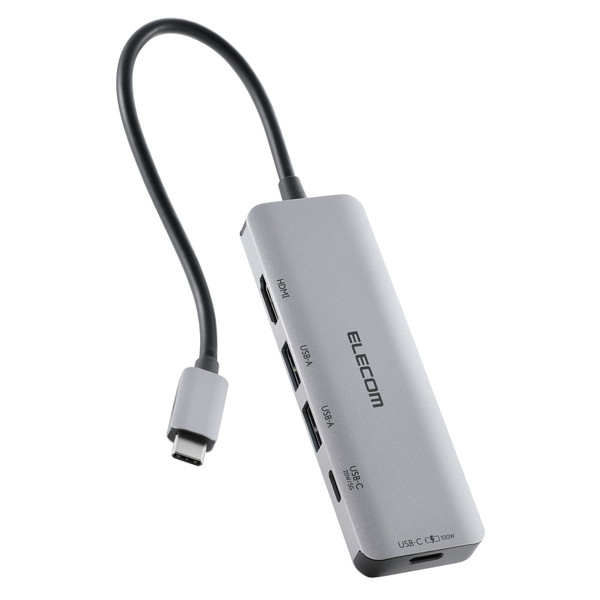 【正規代理店】 エレコム DST-051BPSV USB-C ドッキングステーション 85W PD充電 4K HDMI 高速転送 ハブ USB 3.2 MacBook/iPad/Windows等対応 シルバー
