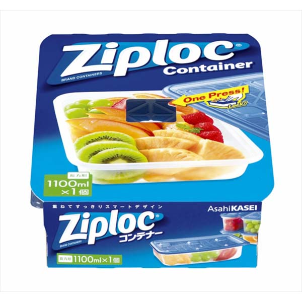 【24個セット】 旭化成ホームプロダクツ ジップロック コンテナー 長方形1100ml 1個入 調理 時短 コンテナ おかず キッチン雑貨 クッキング 電子レンジ コンテナー長方形 保存容器 新居 お返し エムテートリマツ ブルー 容器 キッチン バック