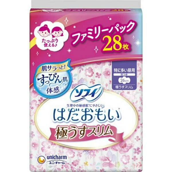 【10個セット】 ユニ・チャーム（ユニチャーム） ソフィはだおもい極うすスリム260羽つき28枚