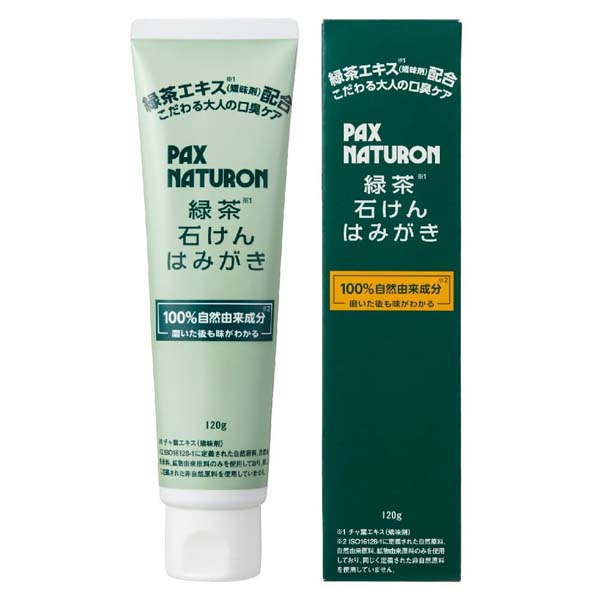 【12個セット】 太陽油脂 パックスナチュロン緑茶石けんはみがき 120G