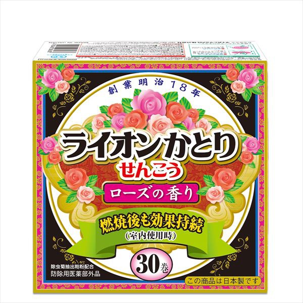 【24個セット】 ライオンかとり線香ローズの香りEМ30巻箱入