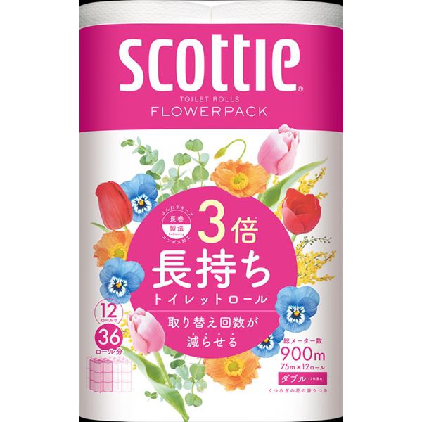 【6個セット】 スコッティフラワーパック3倍巻き