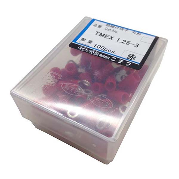 【10個セット】 ニチフ TMEX1.25-3-RED 絶縁丸型端子 (TMEX 1.25-3/100個入り)