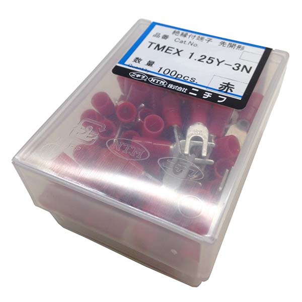 【10個セット】 ニチフ TMEX1.25Y-3N-RED 絶縁Y型端子 (TMEX 1.25Y-3N/100個入り)