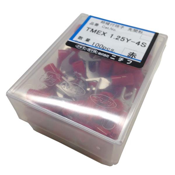 【10個セット】 ニチフ TMEX1.25Y-4S-RED 絶縁Y型端子 (TMEX 1.25Y-4S/100個入り)