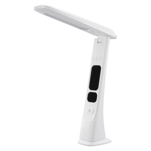 【10個セット】 オーム電機 DS-L45FD-W LEDデスクライト (450 lm/昼光色/無段階調光/時計と日付表示/10W/ホワイト)