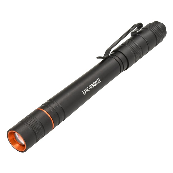 【10個セット】 オーム電機 LHC-R300ZL-K LEDペンライトL (スライドフォーカス機能/調光モード3種類/白色LED/High300 lm/連続使用Low8.5時間/保護等級IPX4/USB充電式/シルバー)