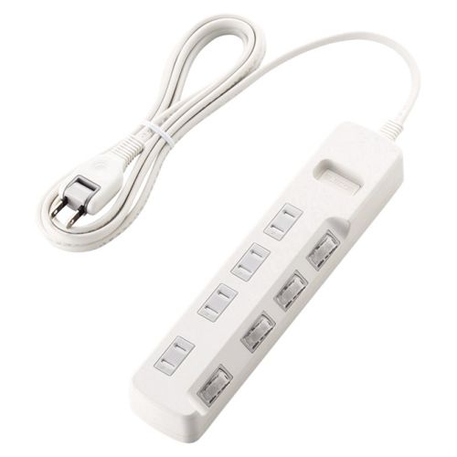 【2個セット】エレコム T-K6A-2425WH 電源タップ 2.5m コンセント 延長コード タップ コンセントタップ ほこり防止 個別 スイッチ 付 雷ガード 4個口/2.5m ホワイト 高品質