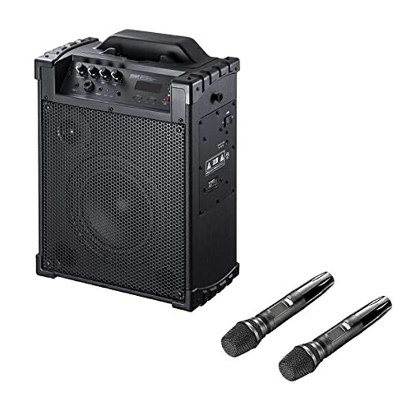 サンワサプライ MM-SPAMP14 ワイヤレスマイク付き拡声器スピーカー(バッテリー内蔵・ワイヤレスマイク2本対応) ペリフェラル 拡声器 SANWA SUPPLY 高品質