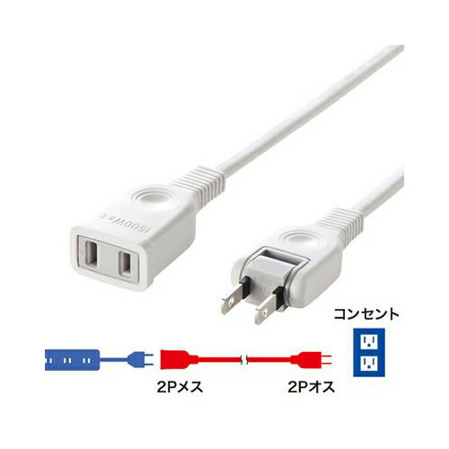 【5個セット】 サンワサプライ 電源 延長コード TAP-EX2102 電源延長コード ( 2P・2m ) おまとめセット 高品質