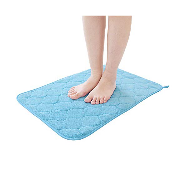 【10個セット】 ルックス 浴室足ふきマット ブルー 約40cm×60cm タオル感覚で使えるマイクロファイバー足ふきマット バスマット オカ タオル地 足ふきマット バス マイクロファイバー 速乾 吸水 マット 風呂マット 吸水マット 洗える 高品質