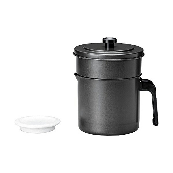 【2個セット】 高木金属 KWP-0.9 オイルポット フッ素コート 活性炭 日本製 0.9L 工業 高木金属工業 タカギ Takagi こし器 簡単 プレゼント 人気 キッチン 油汚れ 新生活 調理用品 保管 揚げ物 ブラック 引越し 油入れ ポット 人気商品
