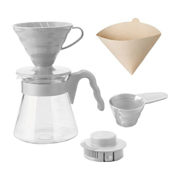 【10個セット】 HARIO ハリオ V60コーヒーサーバー02 セット ペールグレー 1-4杯用 コーヒードリップ 日本製 VCSD-02PGR コーヒードリッパー 食洗機対応 グレー ドリッパー ペーパーフィルター スプーン ネルドリップ ドリップポット 人気商品