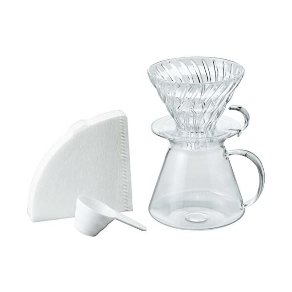【3個セット】 HARIO ハリオ V60 ガラスブリューイングキット Glass Brewing Kit 実用容量600ml サーバー 1~4杯用 透明 日本製 S-VGBK-02-T カフェ 道具 コーヒードリッパー 計量 ブランド グラス プレゼント 人気商品