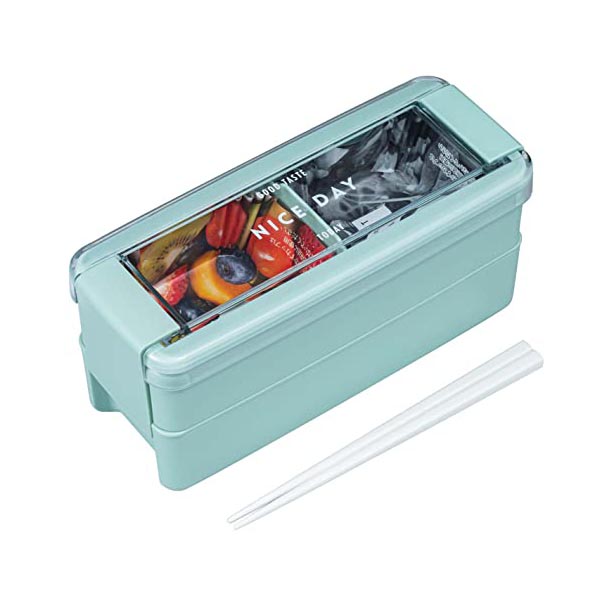 【10個セット】 岩崎工業 イージーケア ランチボックス 2段 レンジ対応 食洗機対応 ミント 680ml 幅18.2×奥行7.4×高さ8.4cm B-1488 MT 抗菌 女性 男性 弁当箱 中学生 お洒落 女子 高校生 レディース 電子レンジ対応 男子 高品質