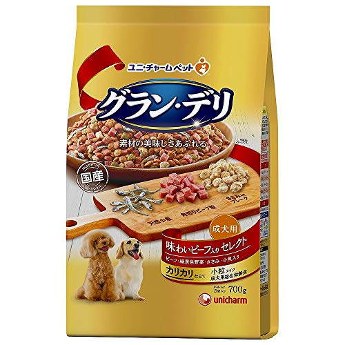 【9個セット】 グラン・デリ カリカリ仕立て 成犬用 味わいビーフ入り セレクト 700g 厳選素材