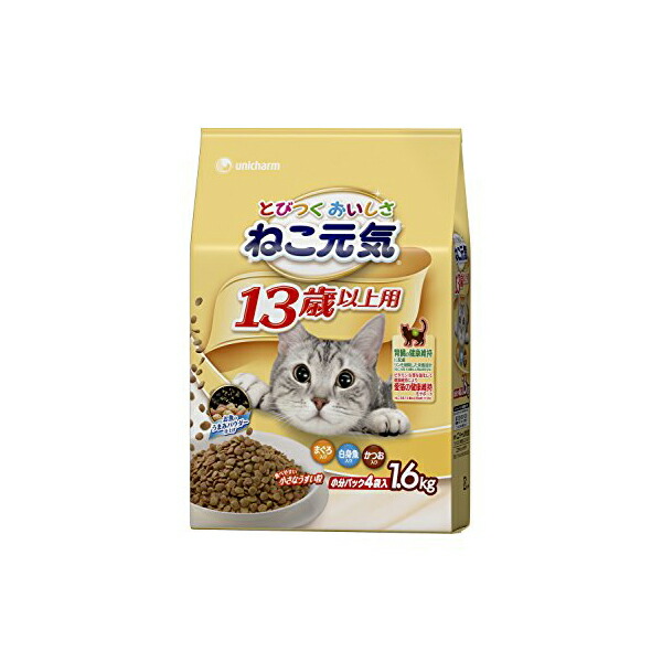 【6個セット】 ねこ元気 腎臓の健康維持用 13歳が近づく頃から まぐろ・かつお・白身魚入り 1.6kg キャット フード 猫 ネコ ねこ キャット catニャンちゃん 厳選素材