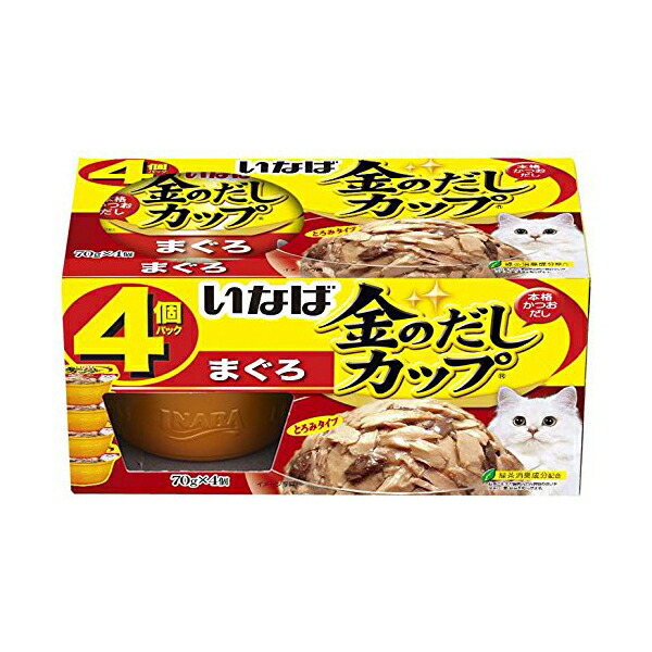 【12個セット】 いなば 金のだし カップ 4個入り まぐろ 70gx4 とろみ 一般食 4IMC131 いなばペットフード 緑茶消臭成分配合 キャットフード 着色料不使用 エクプラ特選 猫用フード ペットフード とろみタイプ ペット用品 ウェットフード キャット パック 厳選素材