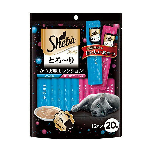 【20個セット】 マースジャパンリミテッド シーバ Sheba 猫用おやつ とろ~り メルティ かつお味セレクション 12g×20本入 パテ ネコ 全品種 とろ りメルティ マースジャパン キャットフード アクセサリー ペットグッズ ペット用品 おやつ トッピング 厳選素材