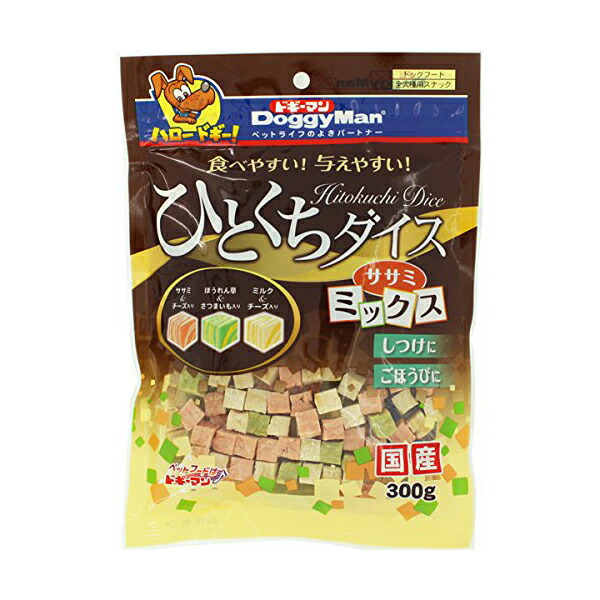 【24個セット】 ドギーマン ひとくちダイス ササミミックス 300g ドッグフード おやつ 国産 全犬種 生後2ヶ月~ 日本製 犬用スナック ドギーマンハヤシ 犬用おやつ 食品営業部 ペット用品 犬用品 ドックフード ジャーキー スナック ペット用 ミックス 厳選素材