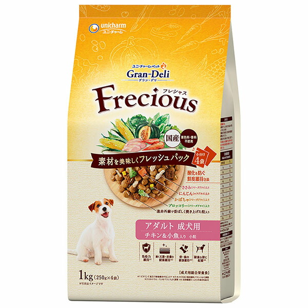 【10個セット】 ユニ・チャーム グラン・デリ Frecious アダルト チキン &小魚 1kg 厳選素材