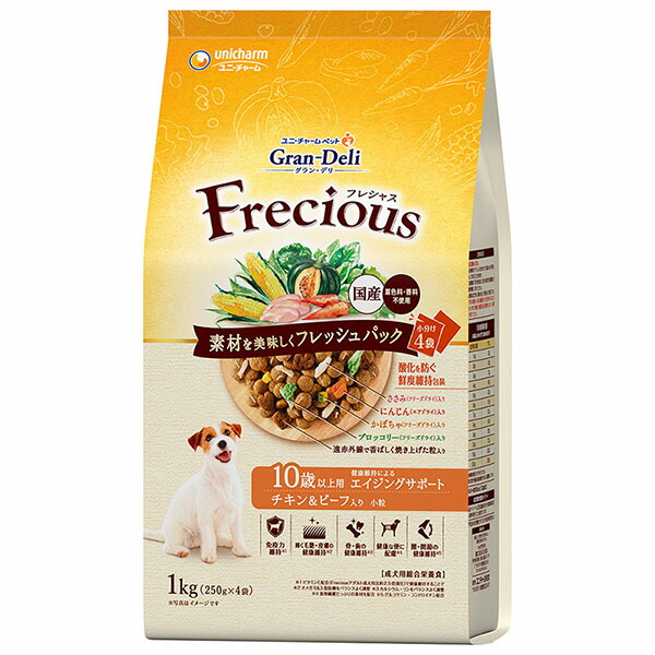 【10個セット】 ユニ・チャーム グラン・デリ Frecious 10歳以上用 チキン&ビーフ 1kg 厳選素材