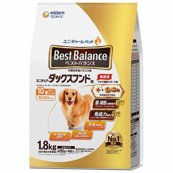 【6個セット】 ベストバランス カリカリ仕立て ミニチュア・ダックスフンド用 10歳以上用 1.8kg 厳選素材