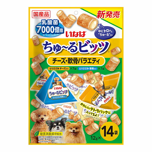 【12個セット】 いなば ちゅ~るビッツ チーズ・軟骨バラエティ 12g×14袋 厳選素材