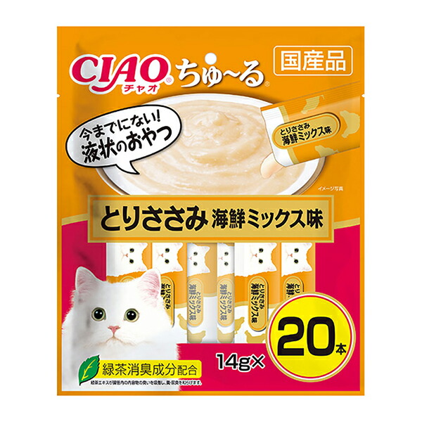 【10個セット】 チャオ ( CIAO ) CIAOちゅーる とりささみ 海鮮ミックス味 14g×20本入 キャットフード 猫 ネコ ねこ キャット cat ニャンちゃん 厳選素材