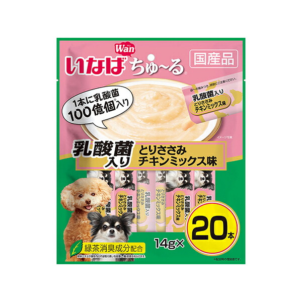 【6個セット】 いなば ちゅ~る 乳酸菌入り とりささみ チキンミックス味 20本 厳選素材