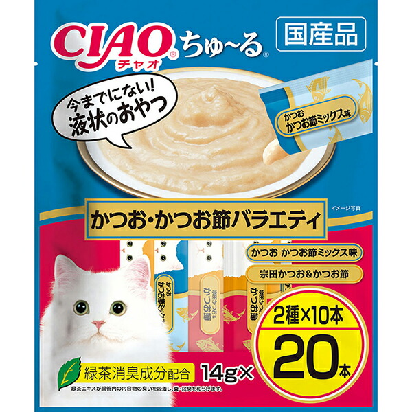 【16個セット】 いなば チャオ ちゅ る 20本 かつお・かつお節バラエティ 14g×20本 ペースト 国産品 おやつ DSC-03 いなばペットフード チュール CIAO 緑茶消臭成分配合 DSC03 かつお節バラエティ 猫用ふりかけ チャオちゅーる キャットフード 厳選素材