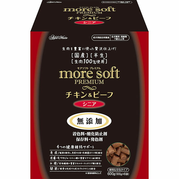 【6個セット】 ペティオ アドメイト more soft プレミアム チキン&ビーフ シニア 600g プレミアムフード ドライフード 犬用フード 国産フード エクプラ特割 ドッグフード 総合栄養食 ペット用品 高齢犬用 セミモイスト 国産 無添加 ドッグ フード 厳選素材