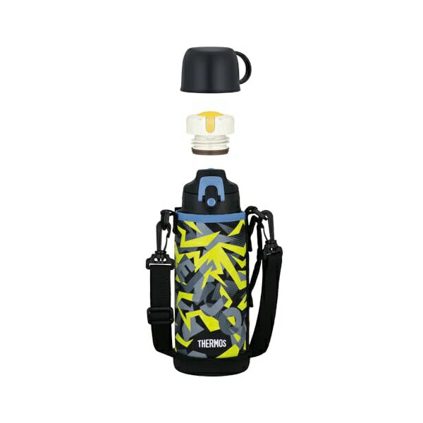 サーモス 水筒 真空断熱2ウェイボトル 0.8L/0.83L ブラックイエロー 直飲み コップ付き 子供用 通園通学 FJJ-802WF BKY