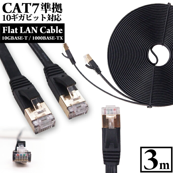 楽天市場】【 送料無料 】 LANケーブル 1m CAT7 フラット カテゴリー7 ランケーブル 1年保証 ストレート ツメ折れ防止カバー  スーパーフラット 黒 やわらか 2.6mm厚 カーペット サーバー 企業 業務用 PlayStation4対応 Gigabit RJ-45 カテゴリ7  送料無料 あす楽 UL.YN ...