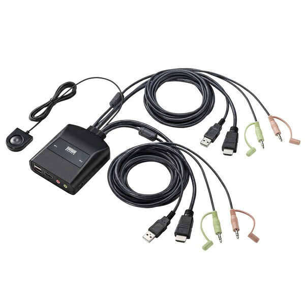 サンワサプライ SW-KVM2WHUUS KVMスイッチ HDMI対応 パソコン切替器 USB切替 2台 4K対応 手元スイッチ HDCP対応 エミュレーション非搭載