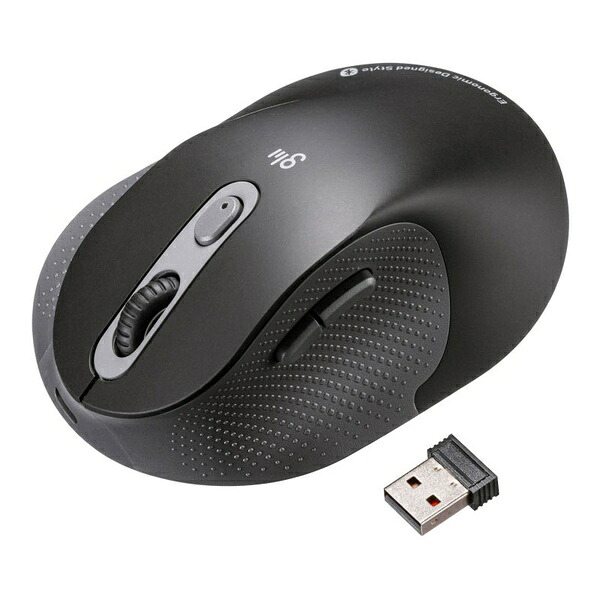 サンワサプライ MA-EWBBS528LBK エルゴノミクスマウス Bluetooth USB Aワイヤレス 5ボタン 静音 USB-C急速充電 高め 腱鞘炎防止 エルゴ ブラック