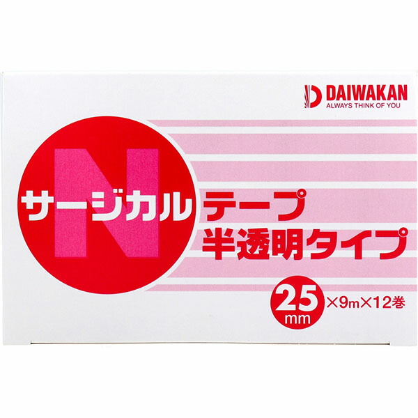 【10個セット】 サージカルテープ 半透明タイプ 25mm&times;9m&times;12巻入｜むさしのメディア 店