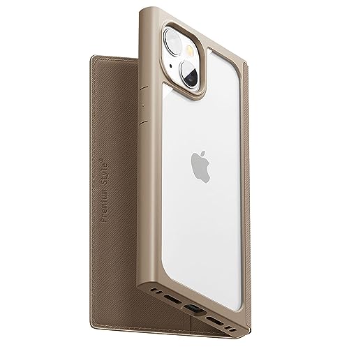 【5個仕掛ける】 PGA PG-23AGF07BR iPhone15 ガラスフリップケース 四角い図案化 Premium Style 赤銅色 PG23AGF07BR ケース・カバー-スマートフォン・携帯電話アクセサリー-スマートフォン・タブレット