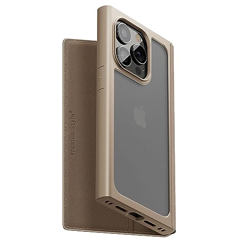 【5個セット】 PGA PG-23BGF07BR iPhone15Pro ガラスフリップケース スクエアデザイン Premium Style ブラウン PG23BGF07BR|むさしのメディア 店