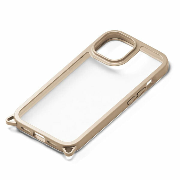 【5個書き割り】 PGA PG-23CPT02BE iPhone15Plus クリアタフケース Premium Style ベージュ PG23CPT02BE